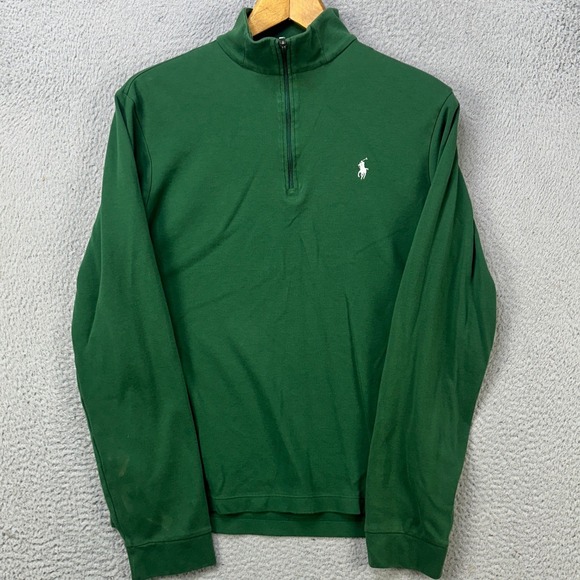 Polo Ralph Lauren Mens Medium Sweatshirt Pullover Green Pima Cotton Long Sleeve